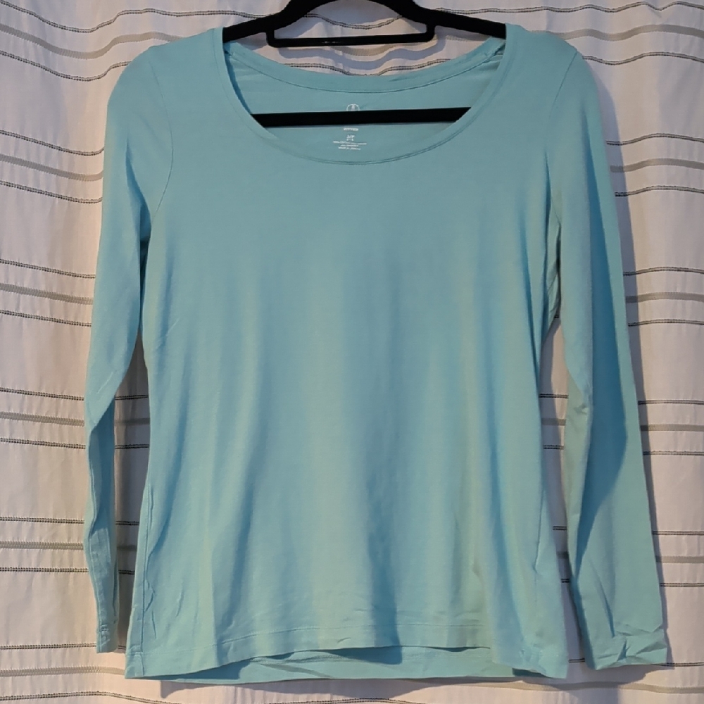 Lands' End Women's Aqua Long Sleeve Top